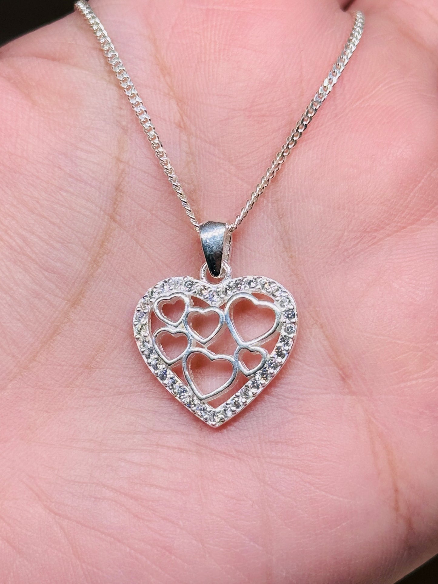 Heart with mini heart necklace
