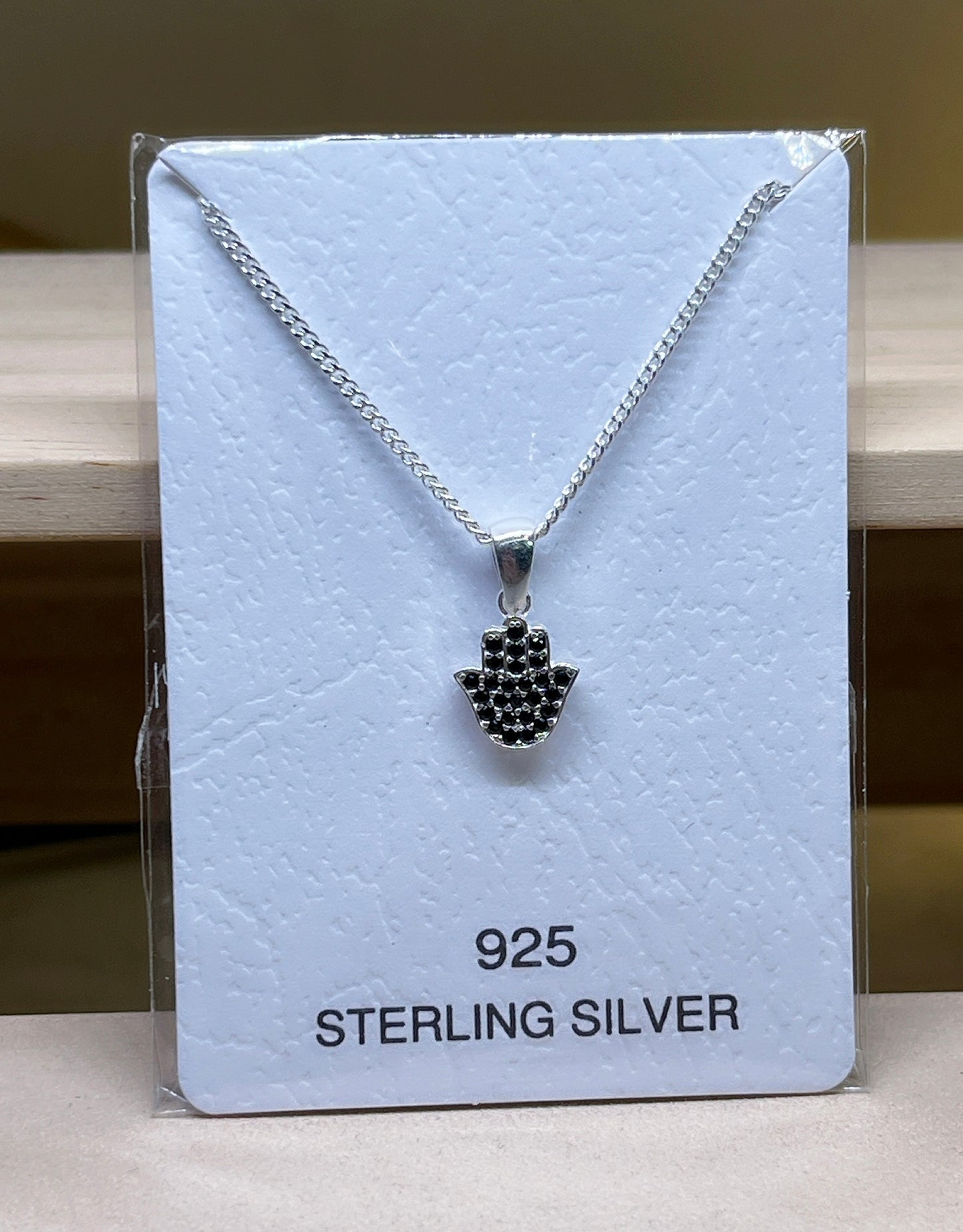 Hamsa Hand Necklace - with black cz