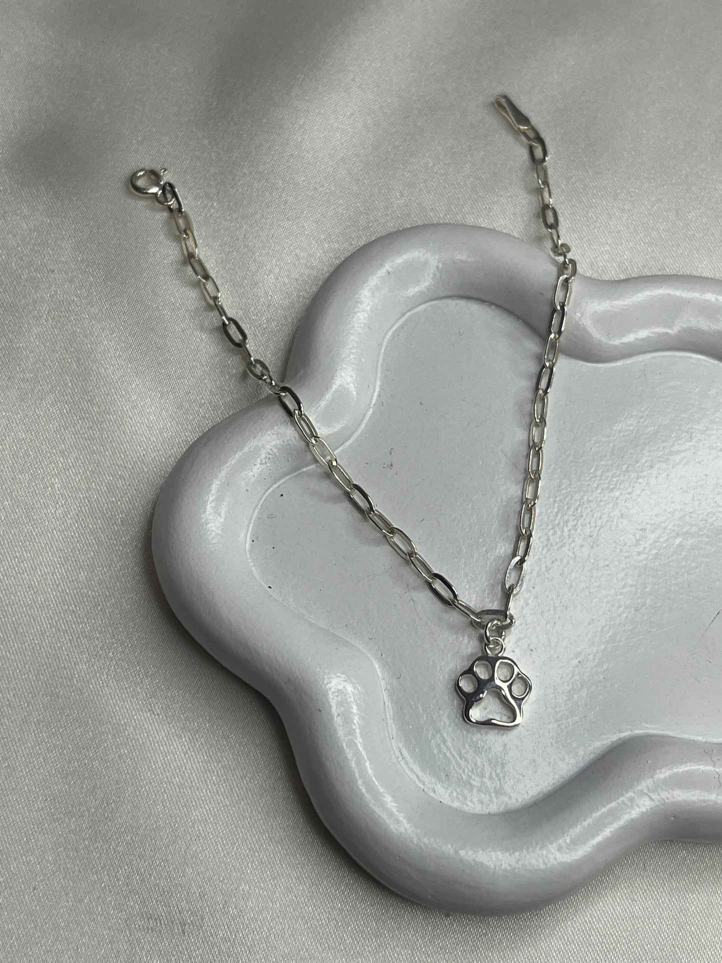 Paw charm on Paperclip bracelet