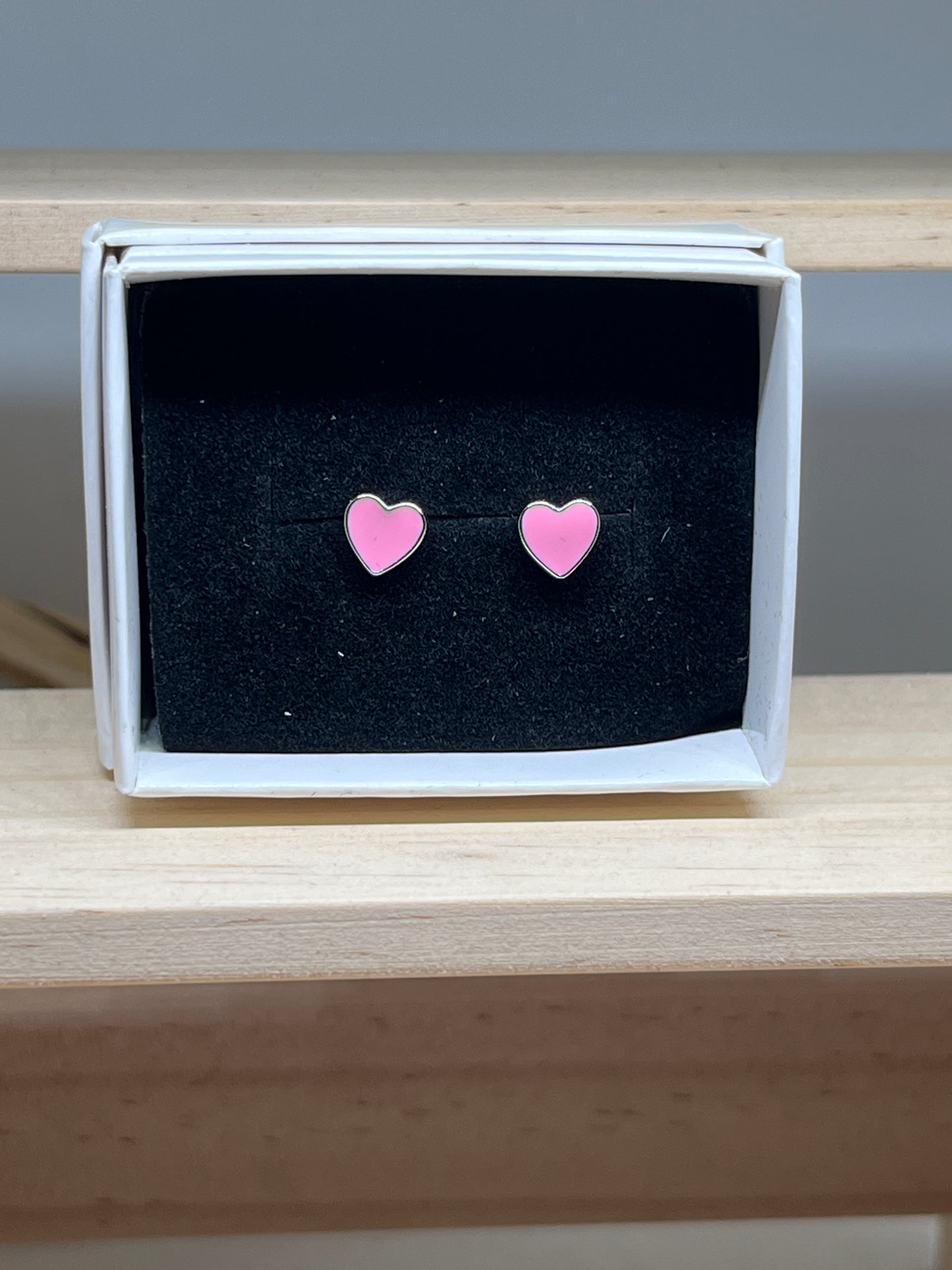 Pink Heart Studs