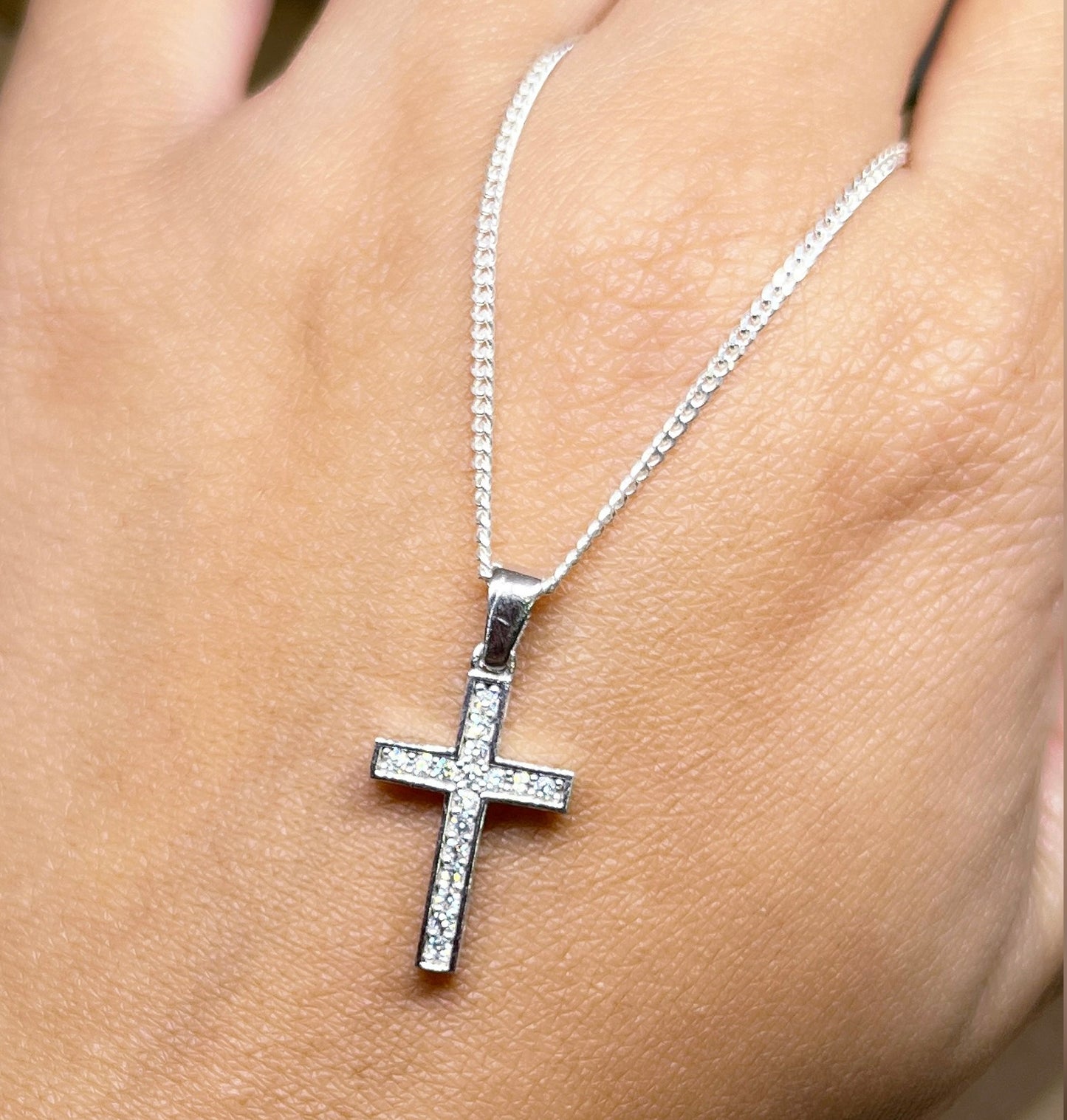 Cross with full cz stones necklace