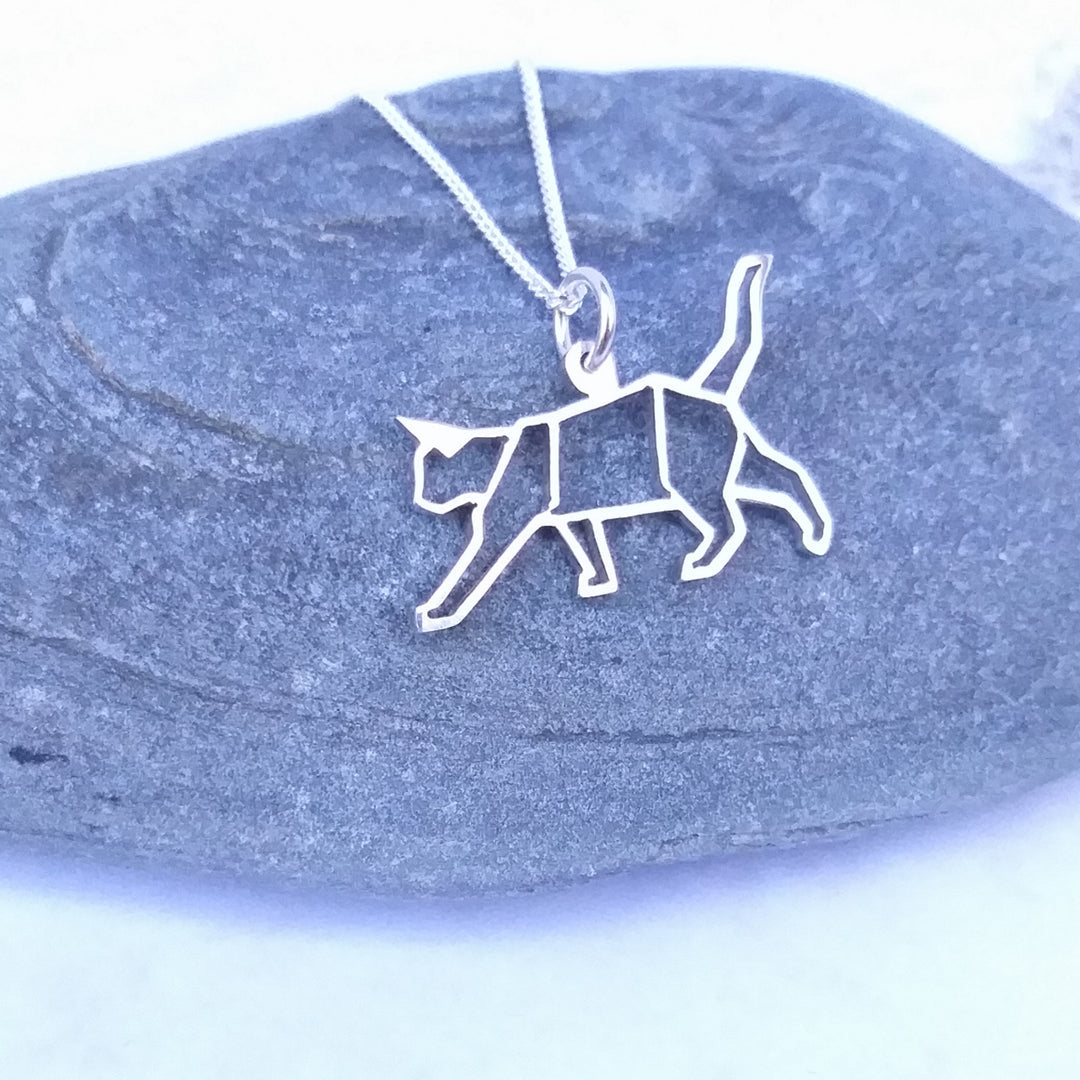 Oragami Cat necklace (1 in stock) - Handmade