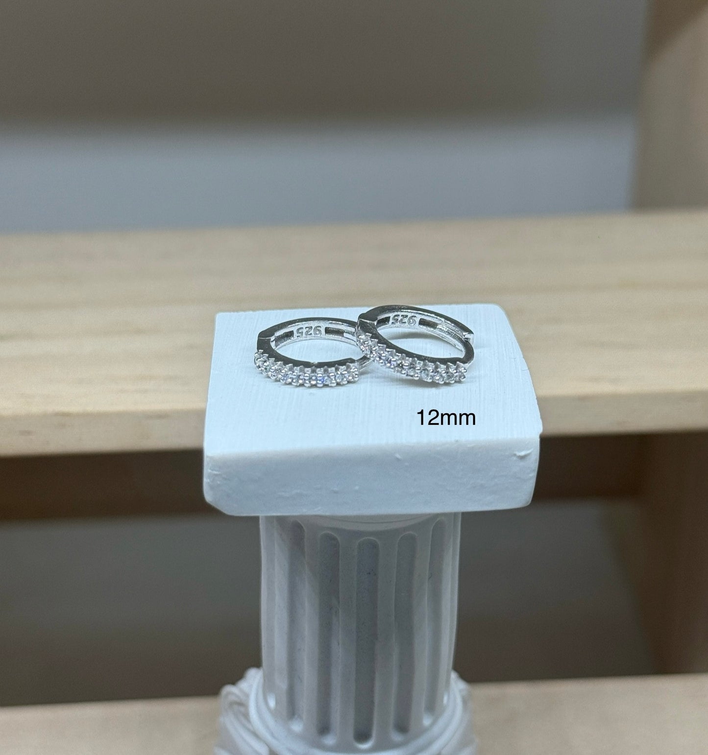 Hoops with half cz stones - 2 sizes available