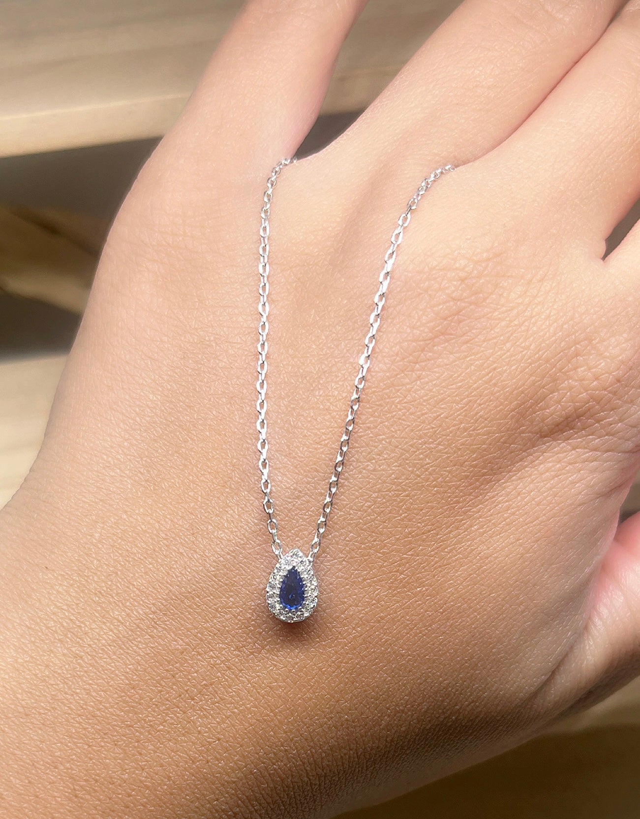 Royal Blue Oval or Tear drop necklace