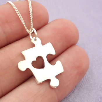 Puzzle Piece pendant on chain - Handmade - By order only