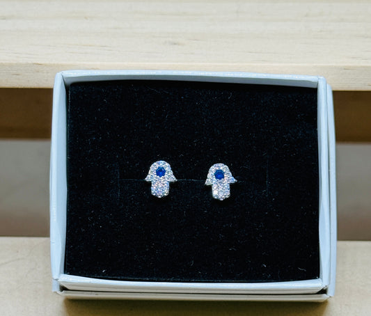 Hamsa hand/evil eye studs