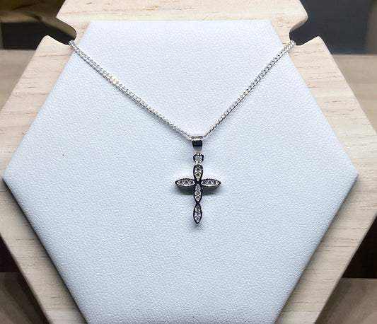 Fancy Cross Necklace - Flower design