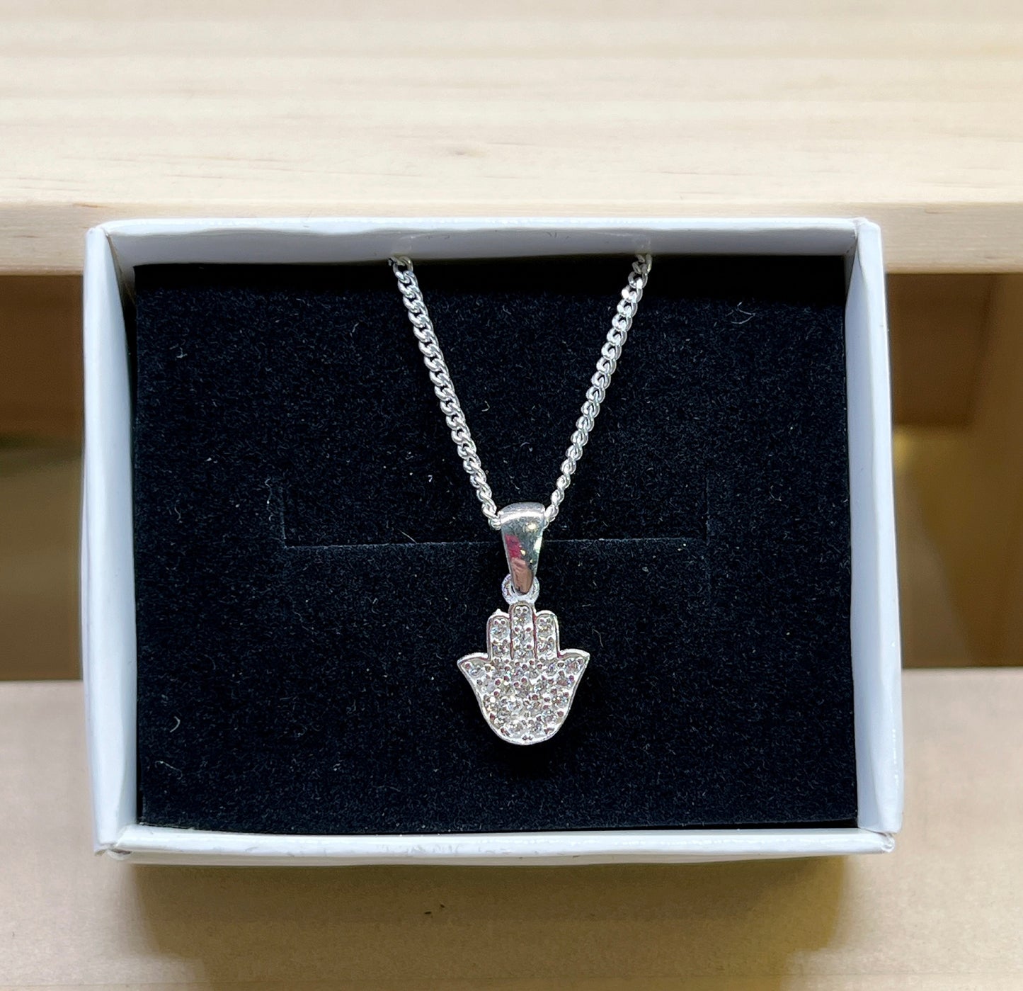 Hamsa Hand necklace - Clear stones