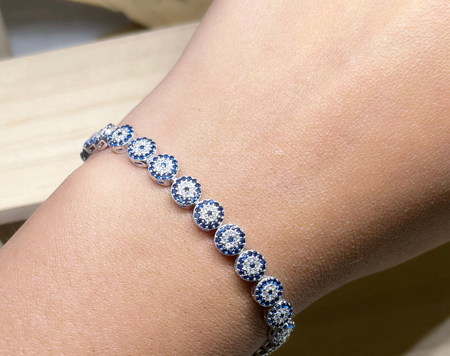Evil eye tennis bracelet - Full evil eye design