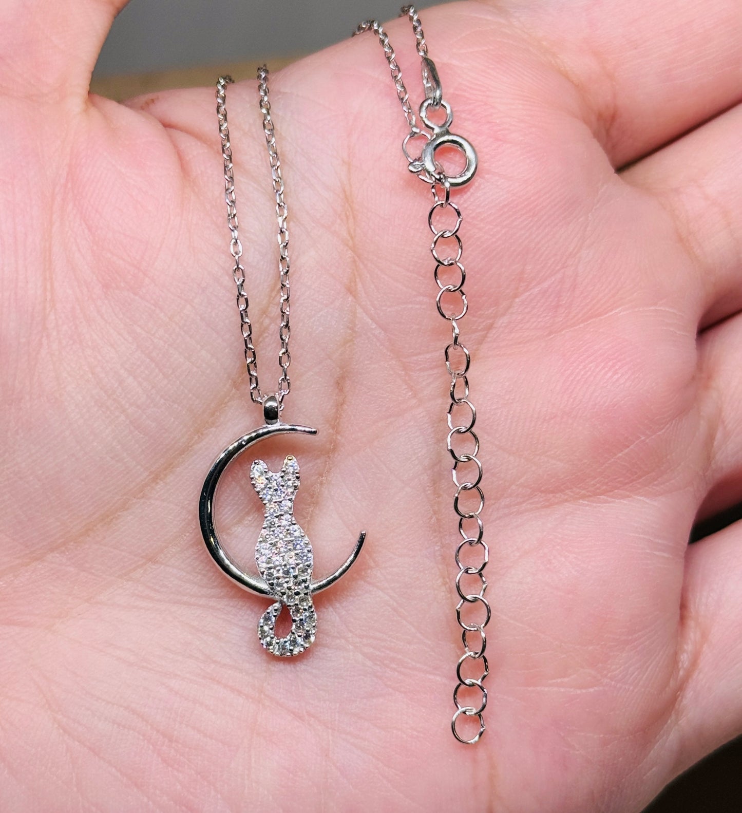 Moon cat with cz stones