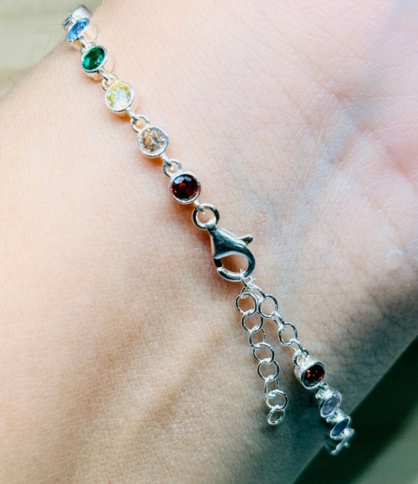 Tube Link bracelet - Colour cz stones