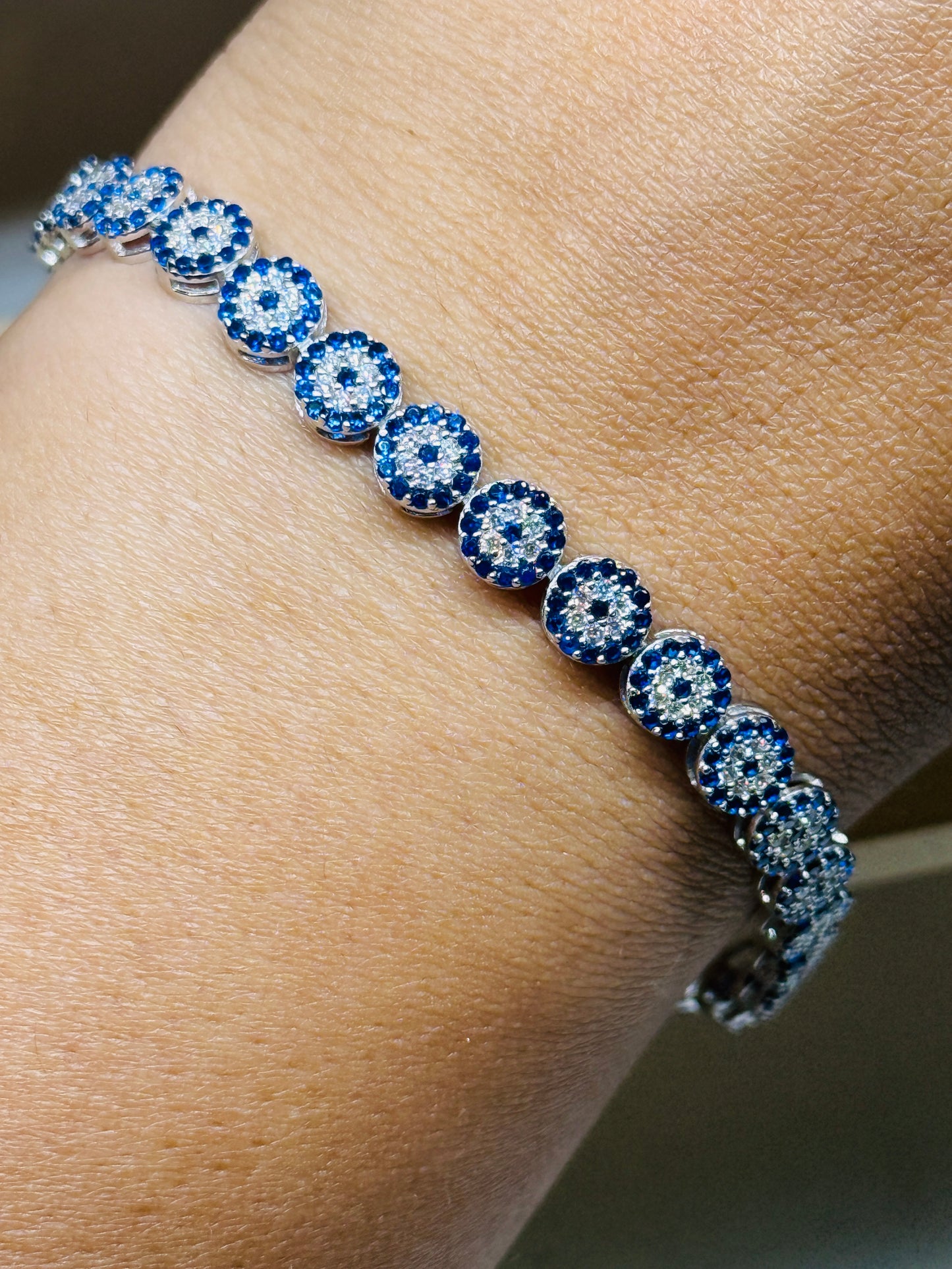 Full Evil eye tennis bracelet - Fixed Length 18.5cm