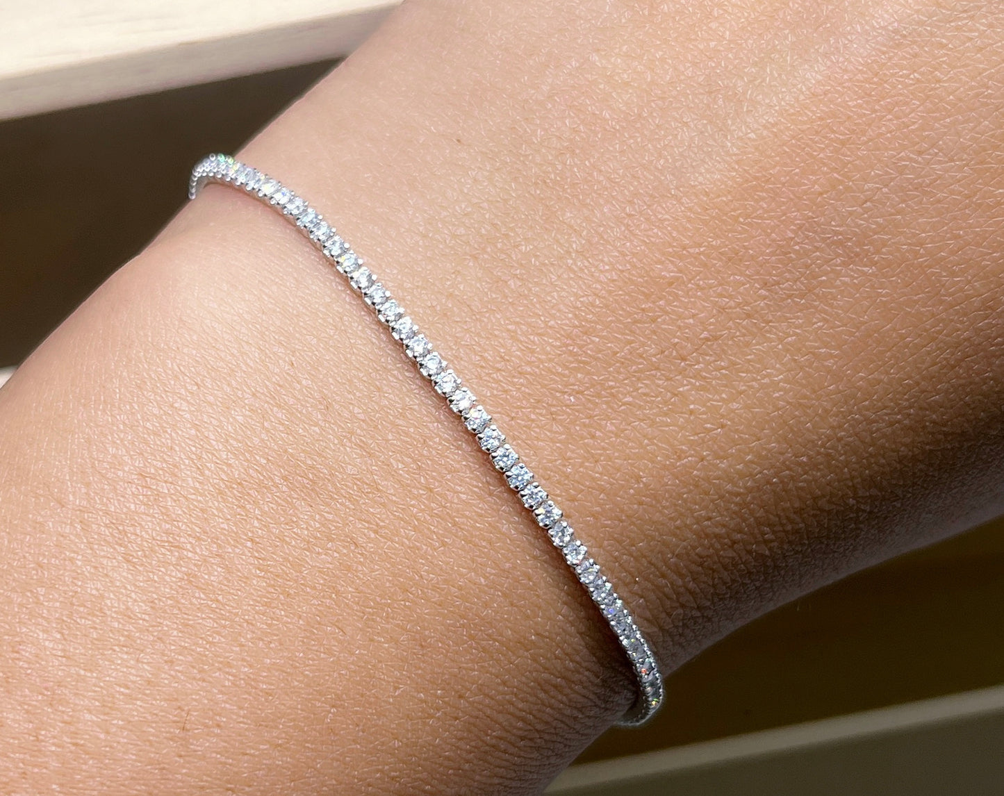 Dainty 4-Claw Tennis Bracelet - 2mm (Various Colours)