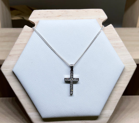 Cross with full cz stones necklace