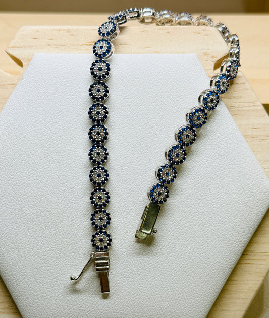 Full Evil eye tennis bracelet - Fixed Length 18.5cm