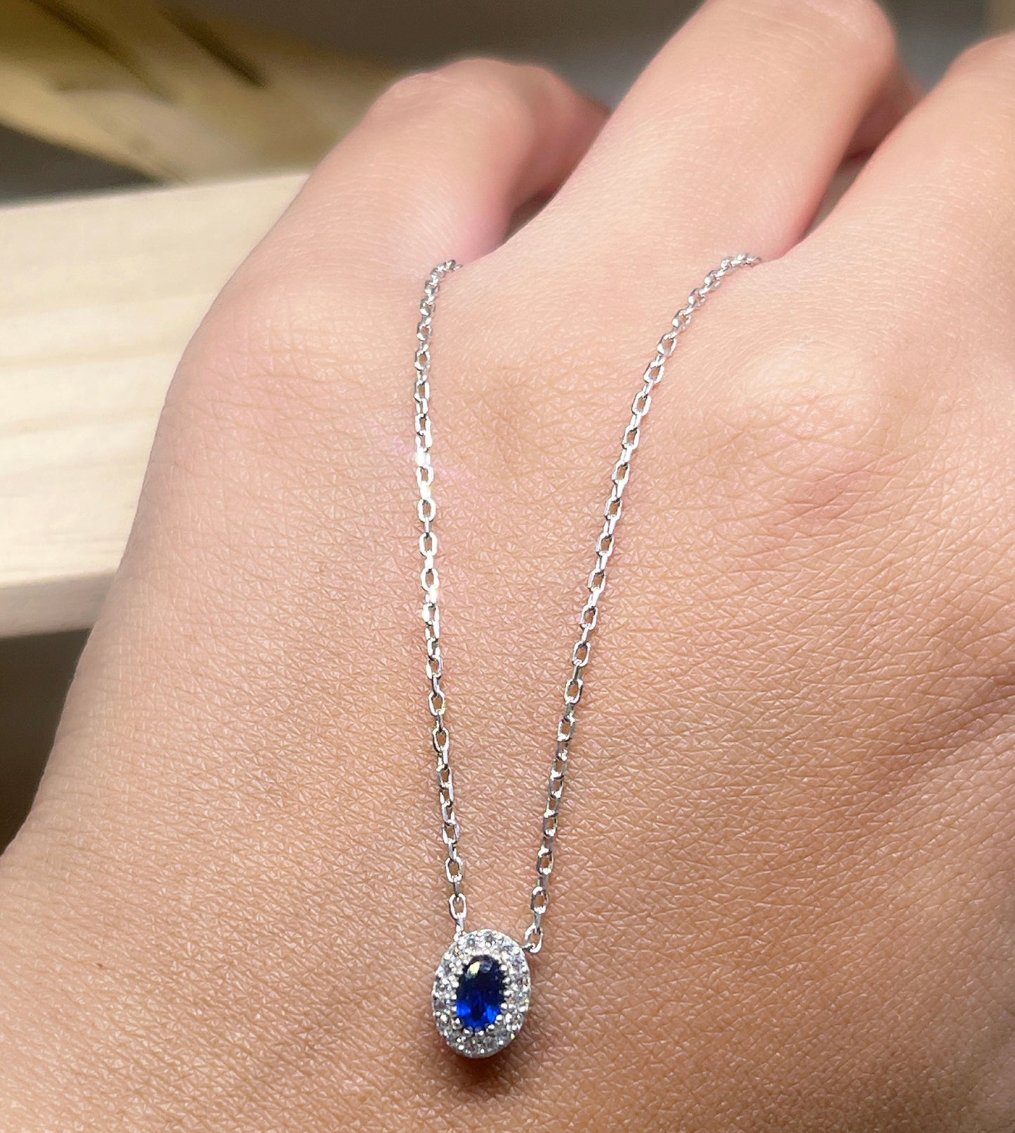 Royal Blue Oval or Tear drop necklace
