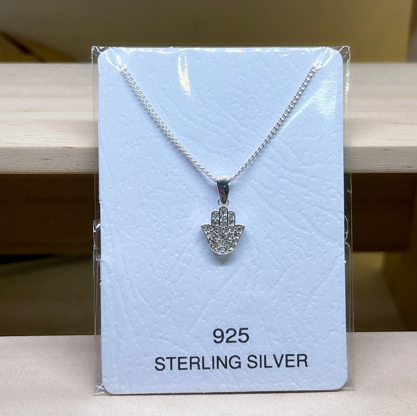 Hamsa Hand necklace - Clear stones