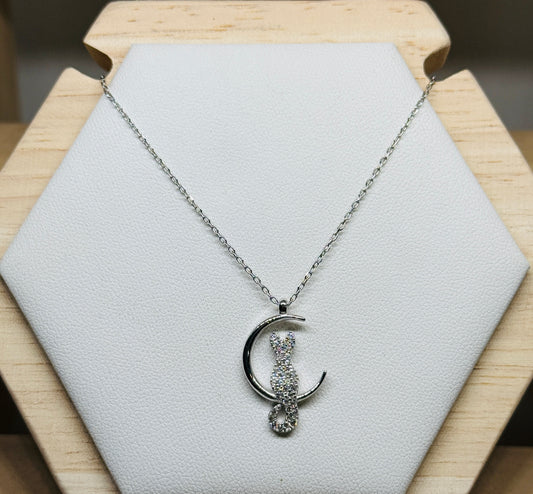 Moon cat with cz stones