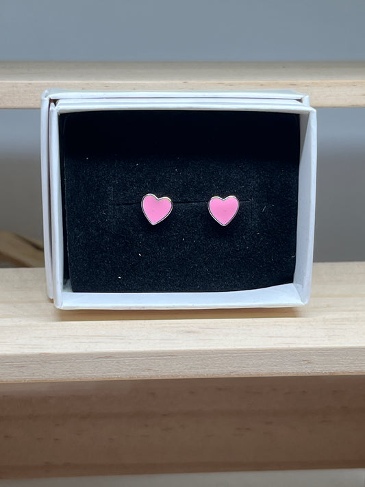 Pink Heart Studs