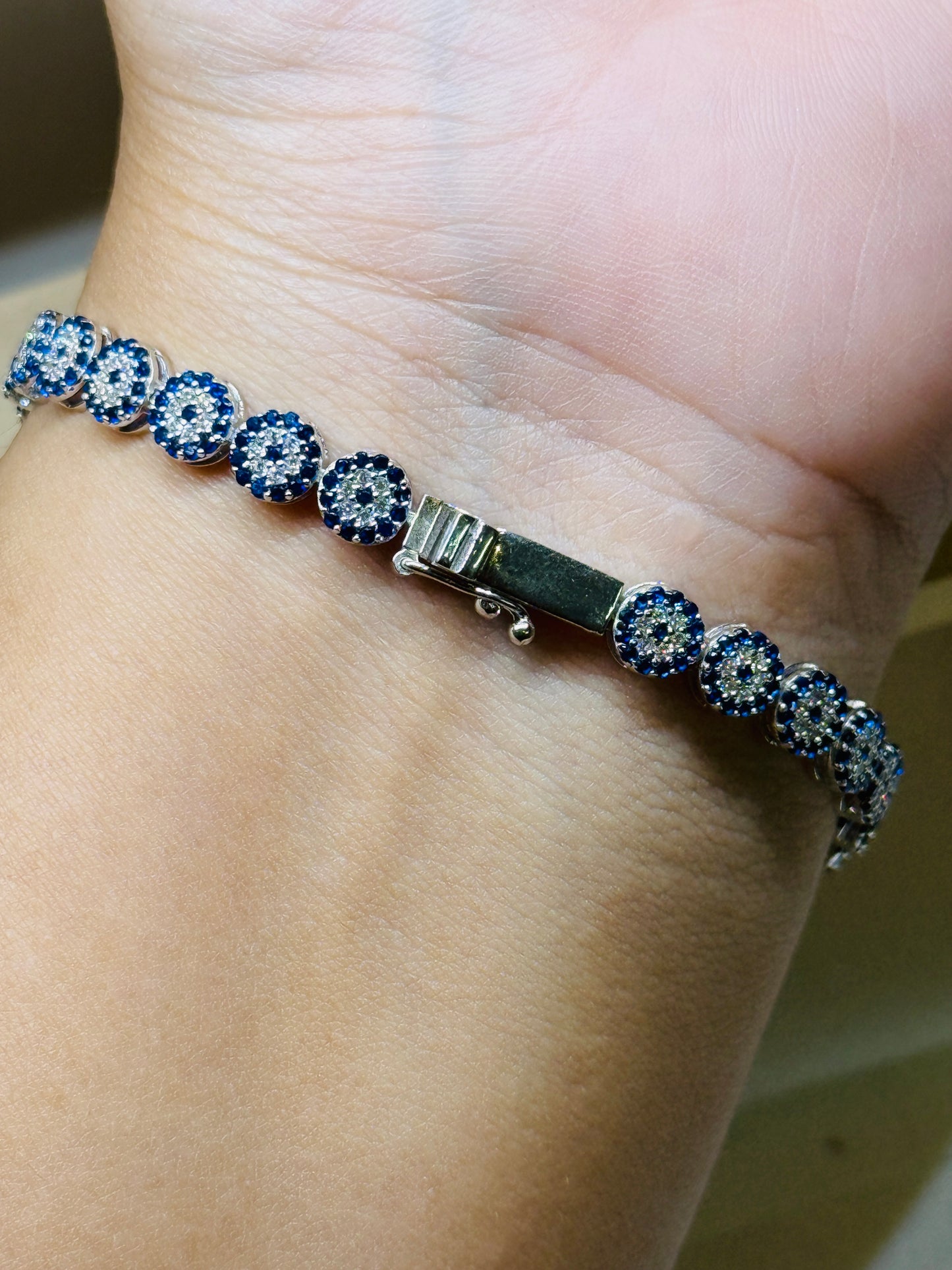 Full Evil eye tennis bracelet - Fixed Length 18.5cm