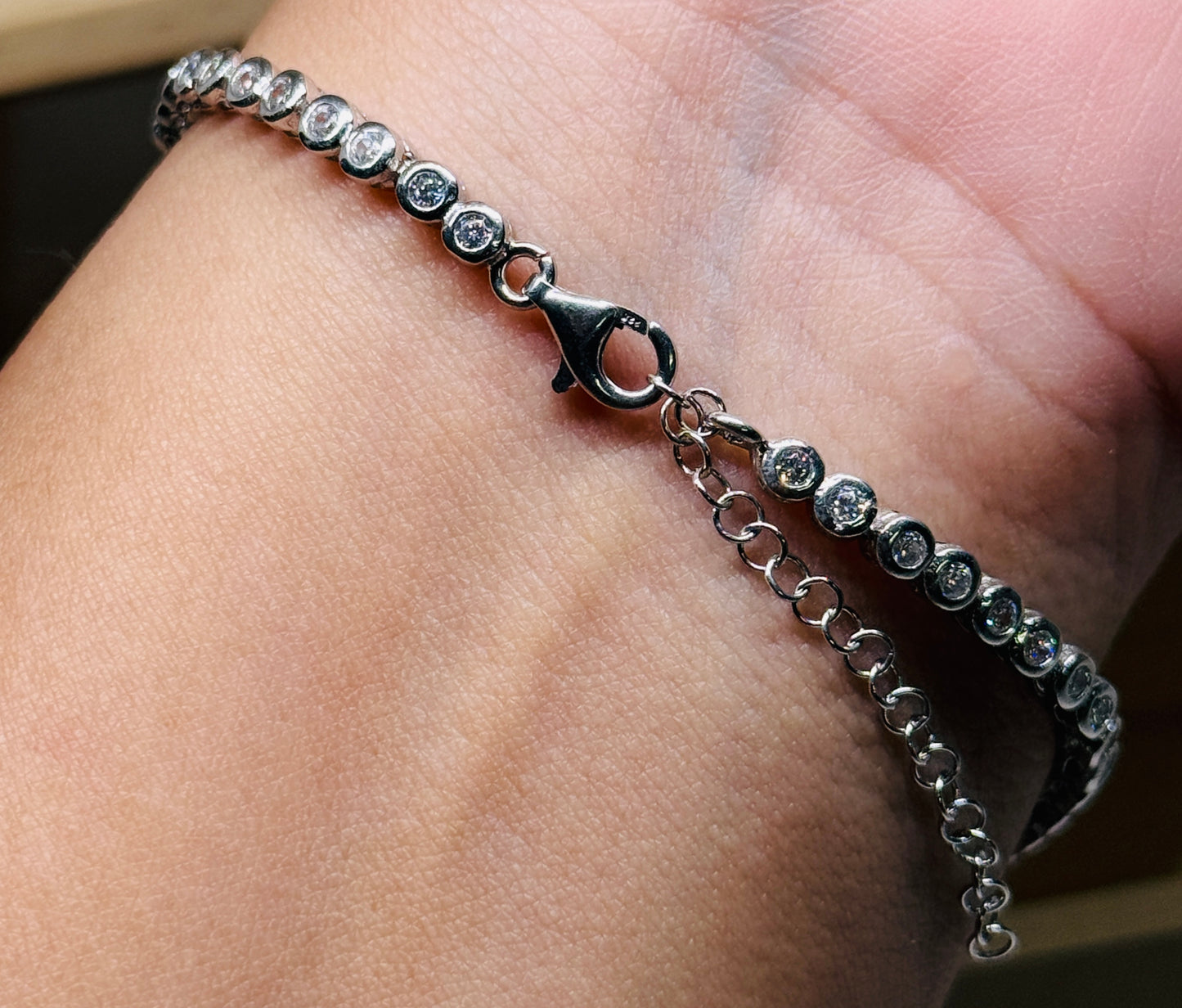 Evil eye tennis bracelet - with infinity design