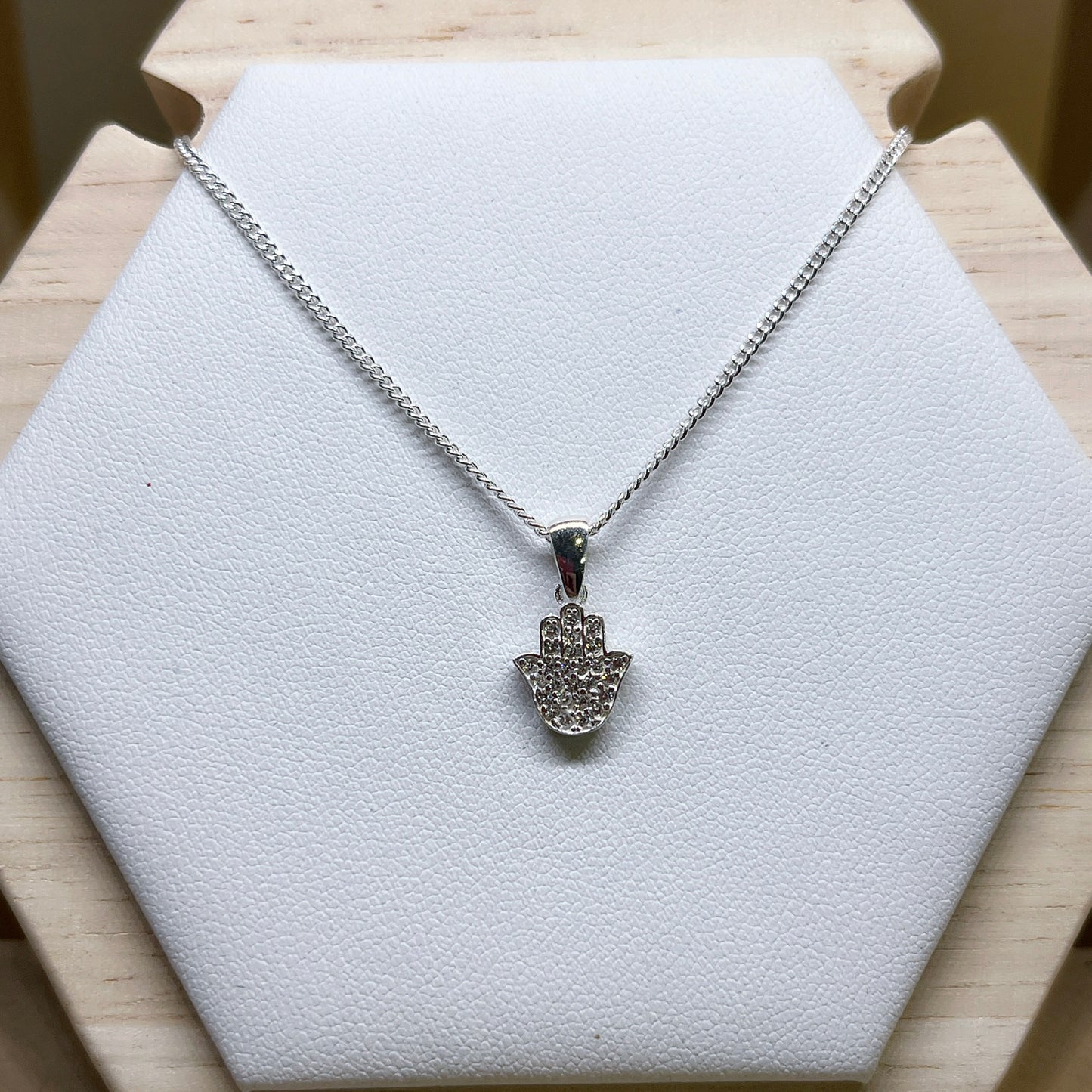 Hamsa Hand necklace - Clear stones