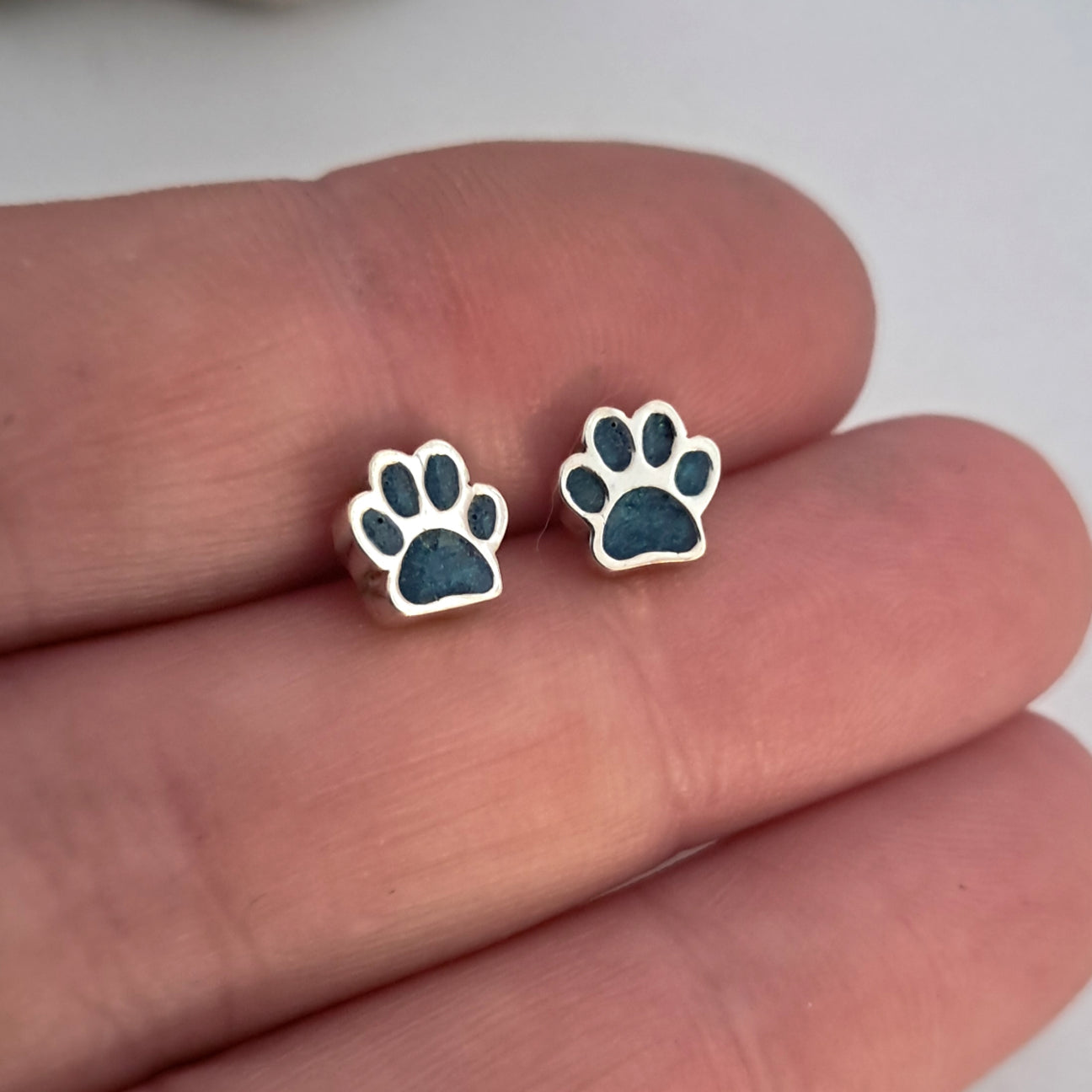 Handmade Pawprint Studs - resin colour (By order only)