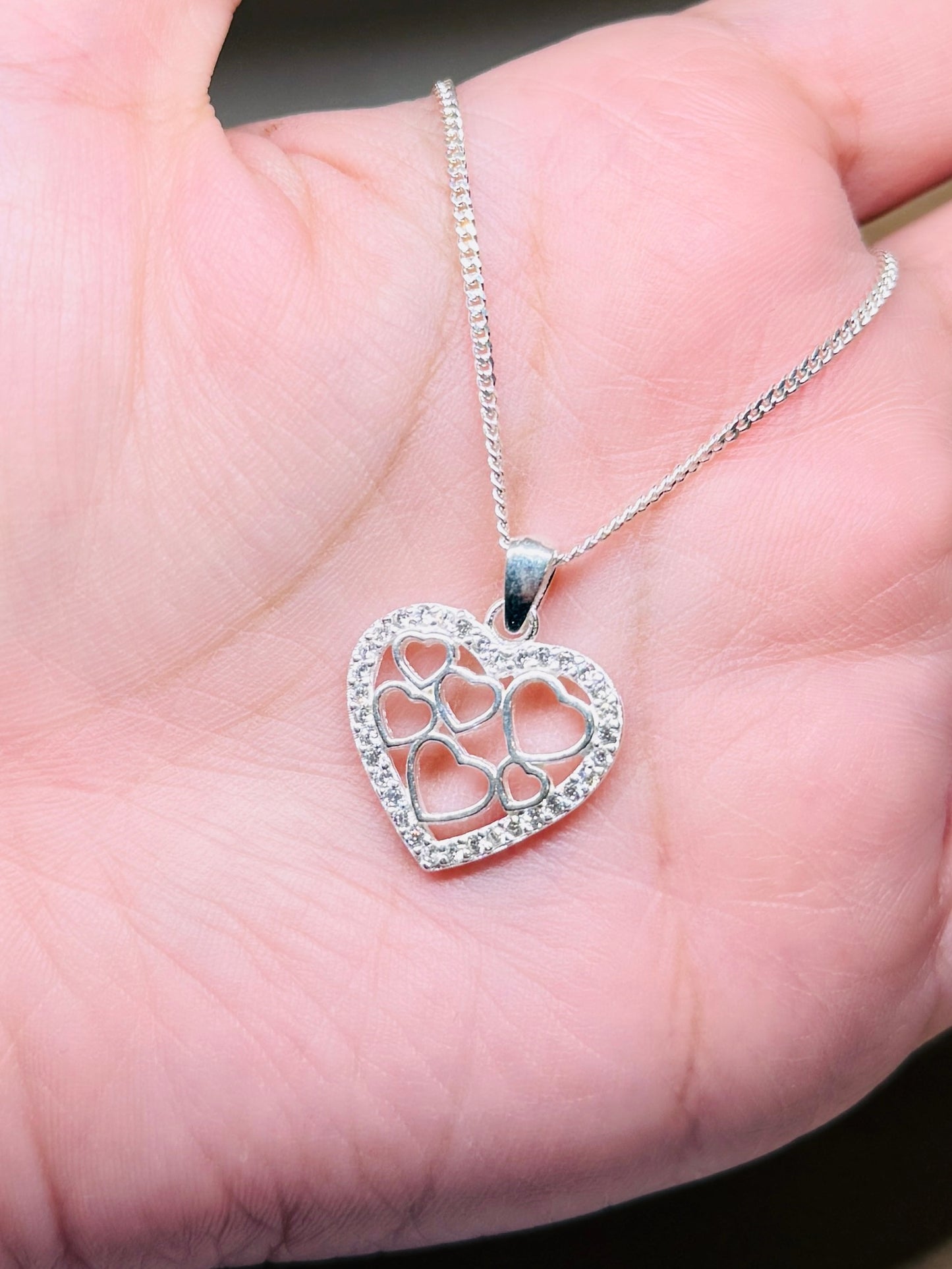Heart with mini heart necklace