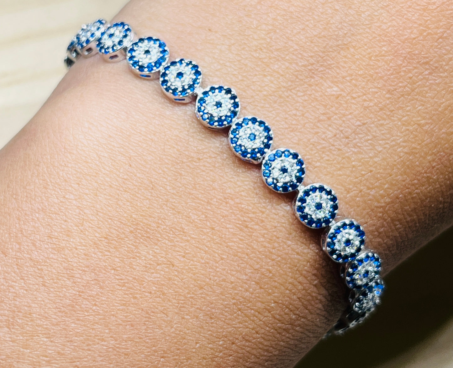 Evil eye tennis bracelet - Full evil eye design