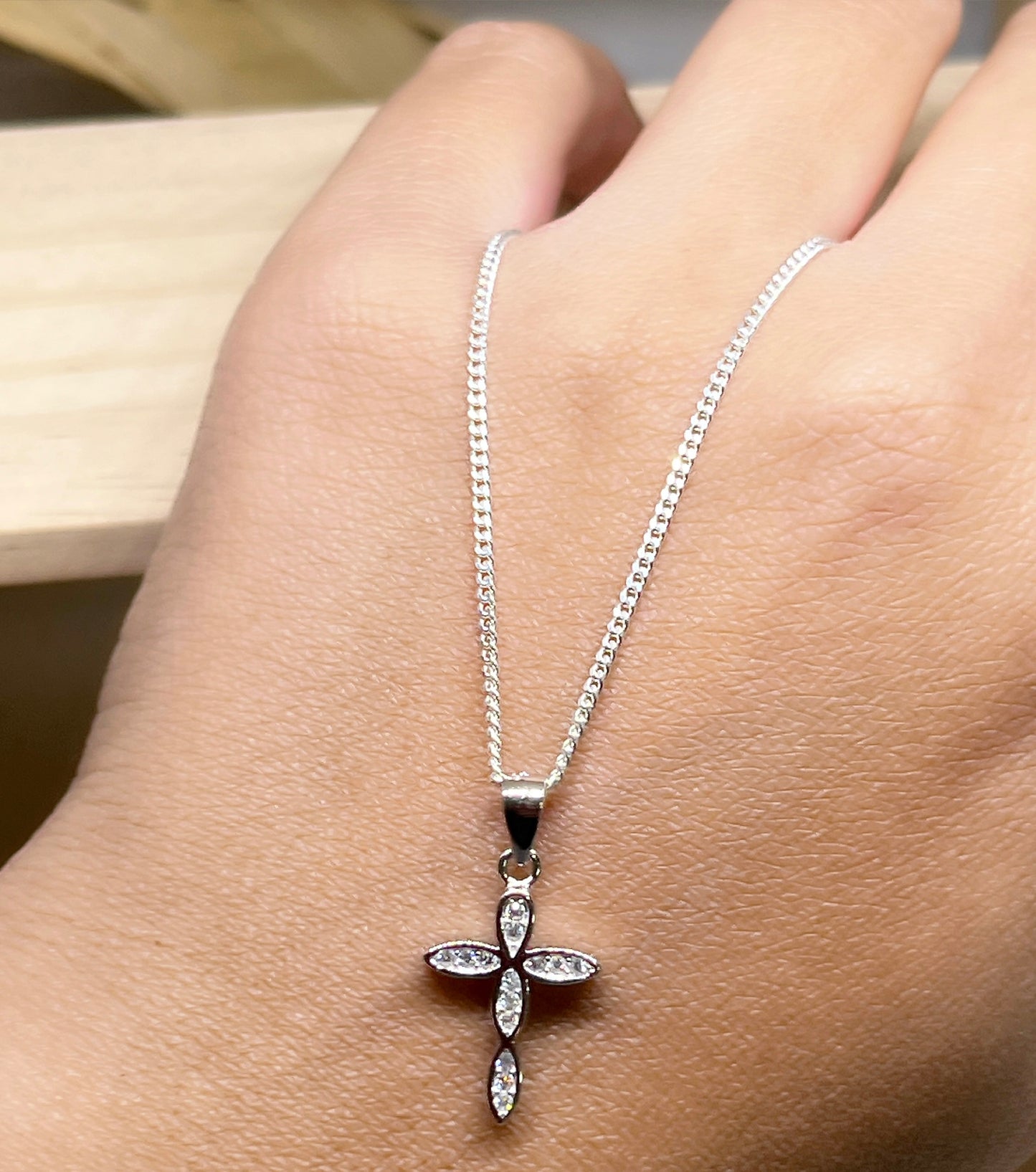 Fancy Cross Necklace - Flower design