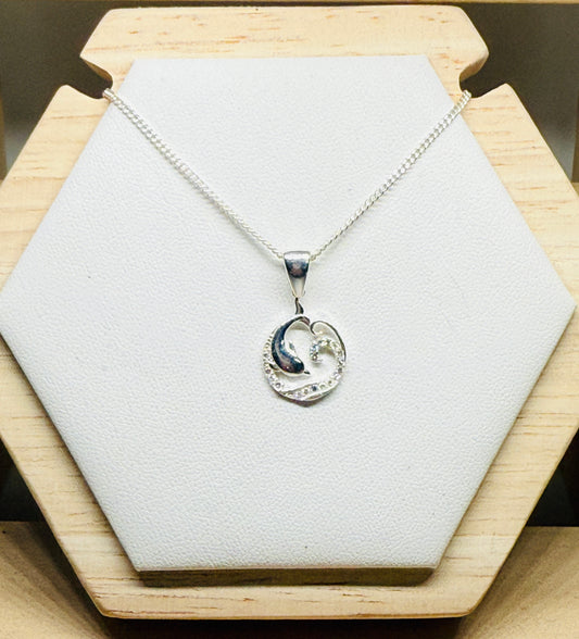 Dolphin in waves necklace