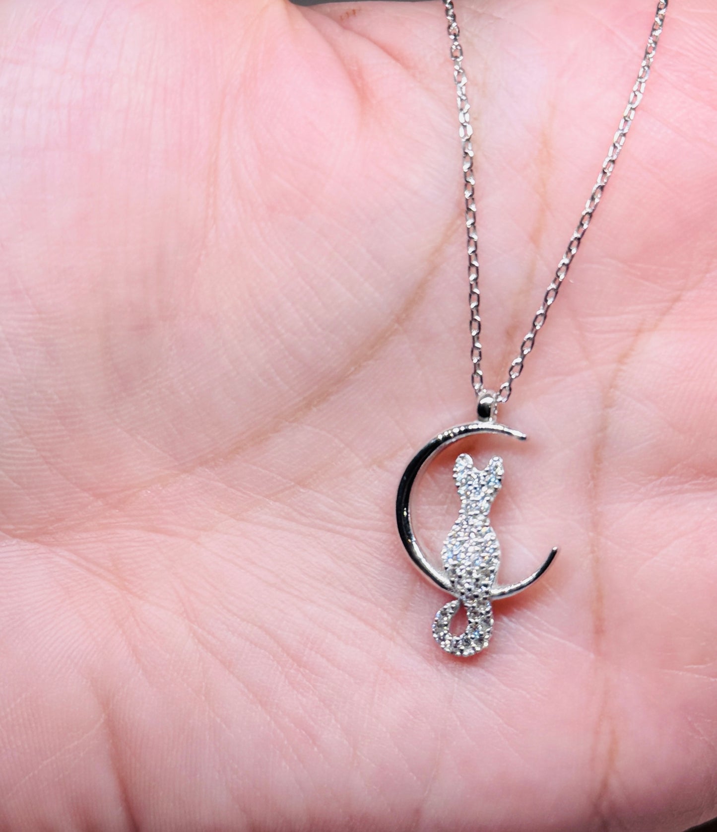 Moon cat with cz stones