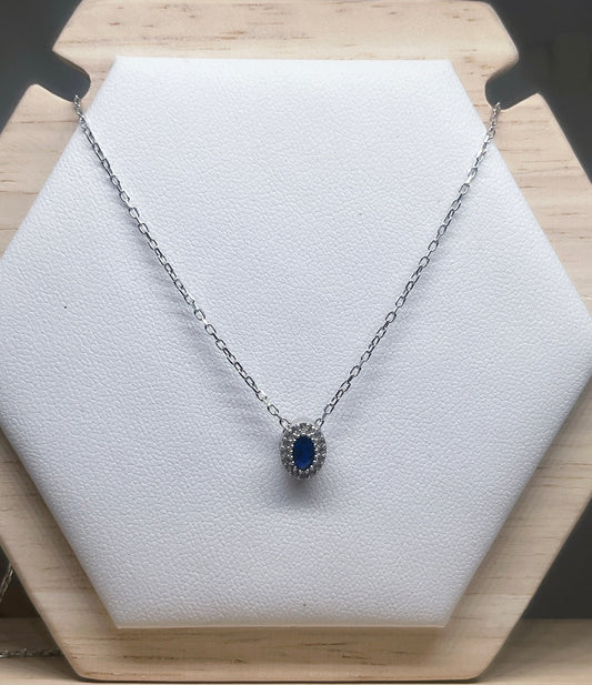 Royal Blue Oval or Tear drop necklace