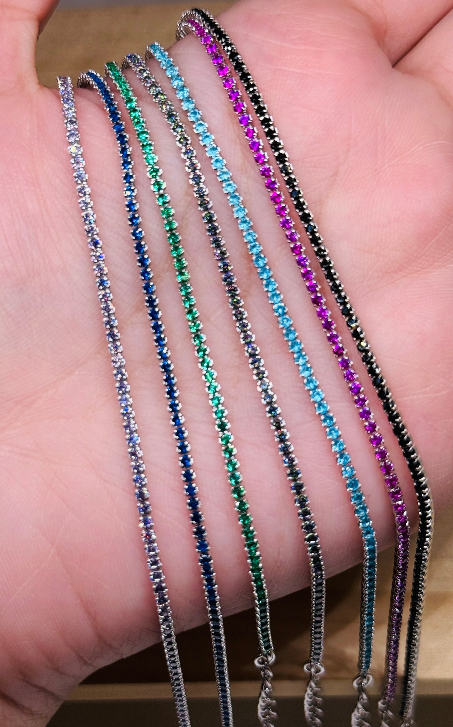 Dainty 4-Claw Tennis Bracelet - 2mm (Various Colours)