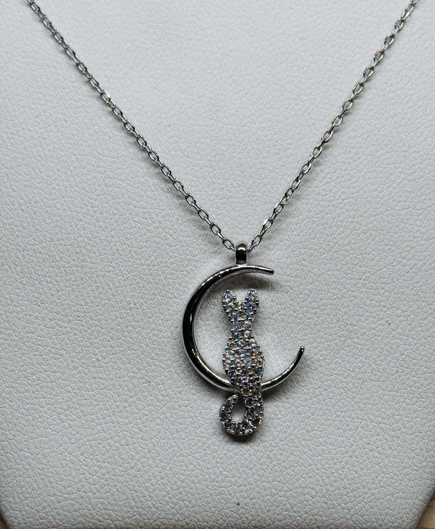 Moon cat with cz stones