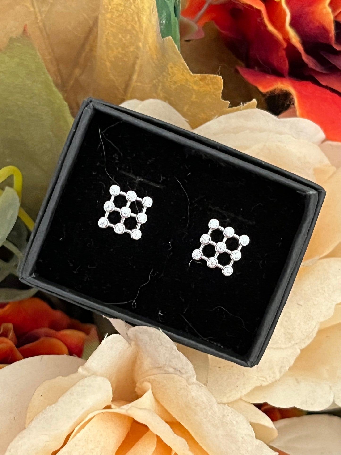 Square studs with cz stones