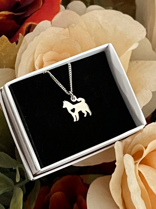 Handmade tiny husky necklace