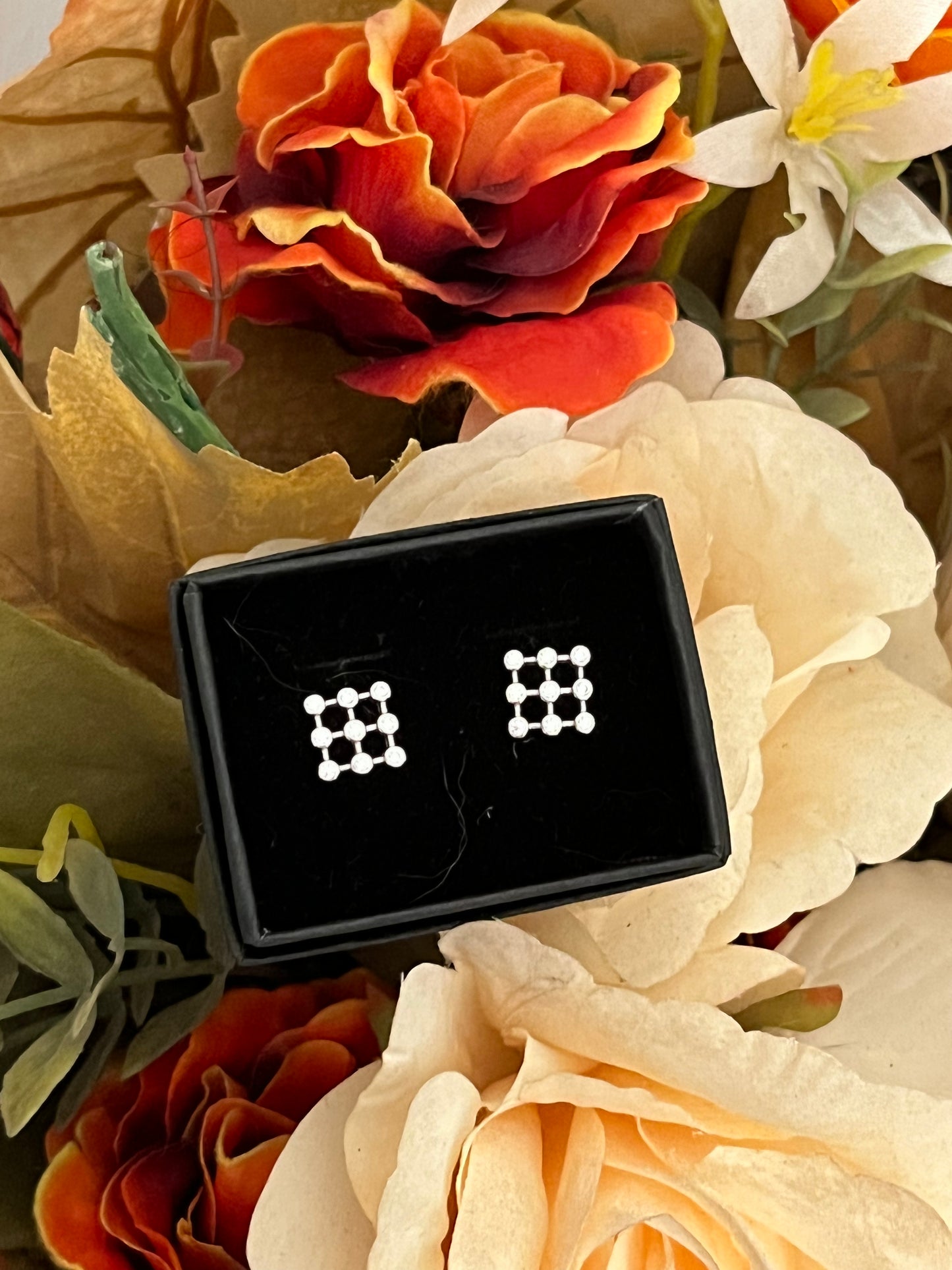 Square studs with cz stones