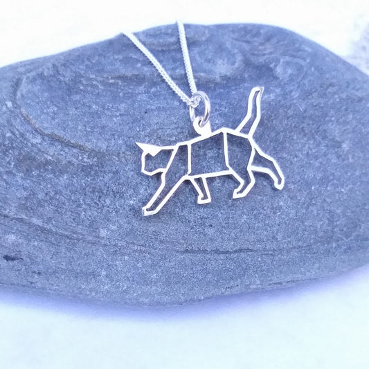 Oragami Cat necklace (1 in stock) - Handmade
